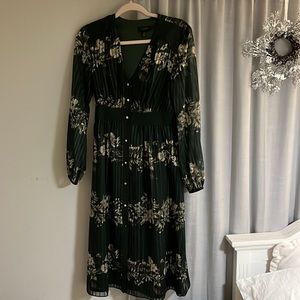 Ted baker green floral midi dress